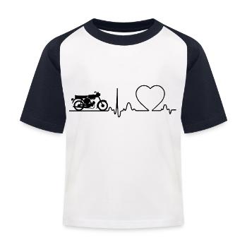 Moped Zweitakt Simson S51 Design - Kinder Baseball T-Shirt - Weiß/Navy - Vorne