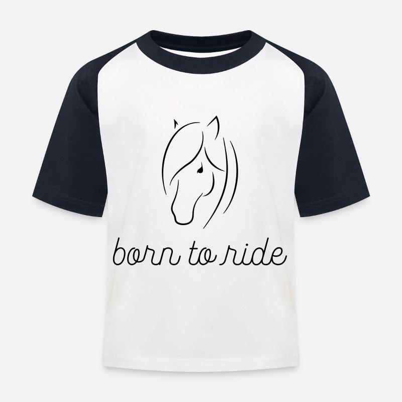 Pferd - Kinder Baseball T-Shirt - Weiß/Navy