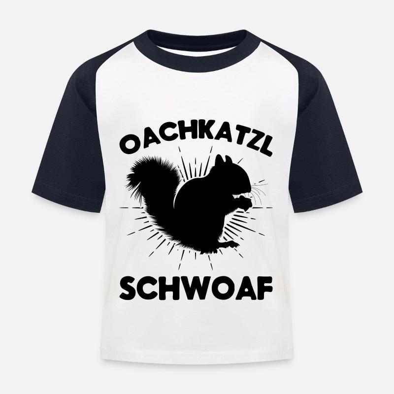 Dialecte de l’écureuil disant Écureuil Oachkatzl - T-shirt baseball Enfant - blanc/marine