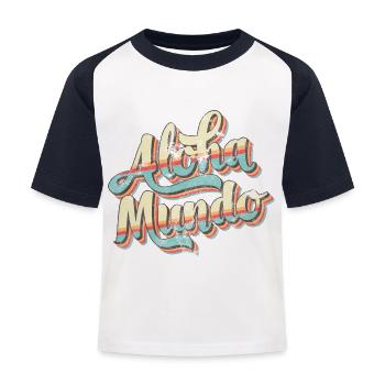 Design Rétro Surf Californie | Aloha Mundo - T-shirt baseball Enfant - blanc/marine - Devant