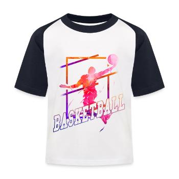 Basketteur Joueur de Basket-Ball Vintage Coloré - T-shirt baseball Enfant - blanc/marine - Devant