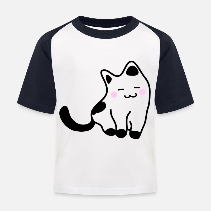 Weißes Kätzchen - Kinder Baseball T-Shirt - Weiß/Navy