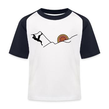 Bouldern Sonnenuntergang Sonnenaufgang - Kinder Baseball T-Shirt - Weiß/Navy - Vorne