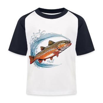 Conception passionnée de poisson pêcheur à la truite - T-shirt baseball Enfant - blanc/marine - Devant