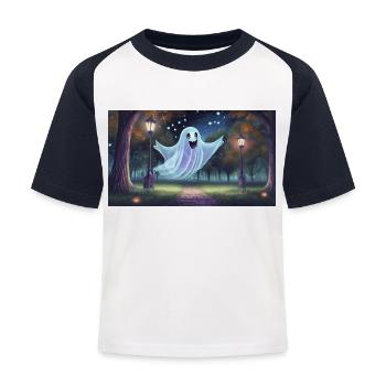 Ghost - Junge niedliche kleine Monster - Kinder Baseball T-Shirt - Weiß/Navy - Vorne