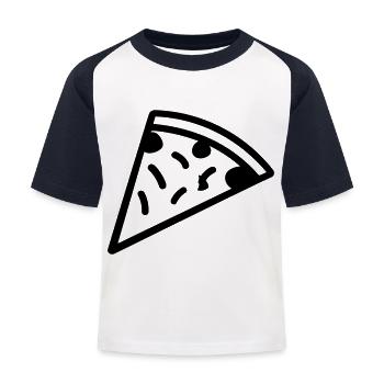 Pizza slice - Kids' Baseball T-Shirt - white/navy - Front