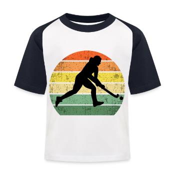 Feldhockey Geschenk Feldhockey Spieler Geschenk - Kinder Baseball T-Shirt - Weiß/Navy - Vorne