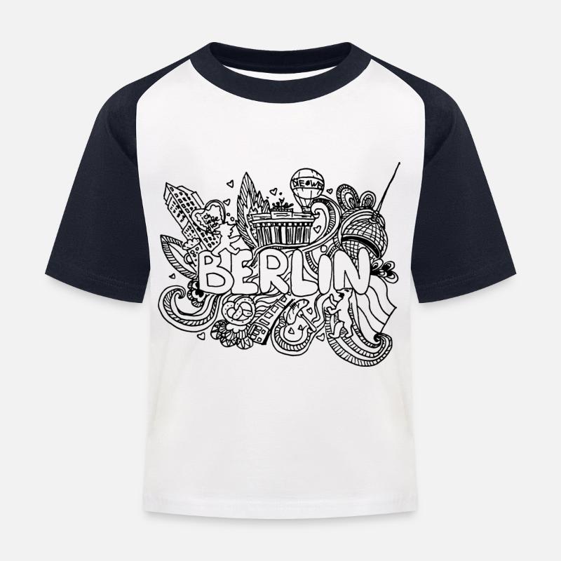 Berlin Berlin Skyline Graffiti Font Doodle - Kids' Baseball T-Shirt - white/navy