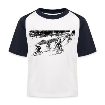 bmx race racing vtt motocross mtb bike rad - T-shirt baseball Enfant - blanc/marine - Devant