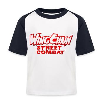 Street combat Wing Chun shirt - Kids' Baseball T-Shirt - white/navy - Front