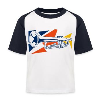 Trumpet Pop Art - Kids' Baseball T-Shirt - white/navy - Front