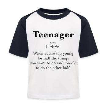 Teenager - Kinder Baseball T-Shirt - Weiß/Navy - Vorne