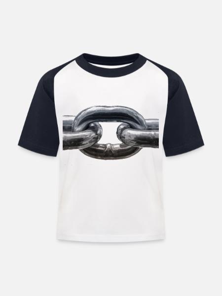Kette - Kinder Baseball T-Shirt - Weiß/Navy
