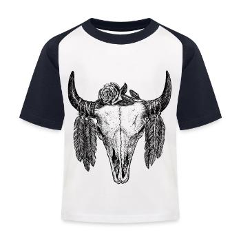 Skull Tattoo II - Kids' Baseball T-Shirt - white/navy - Front