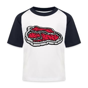 Steak juteux sanglant Grill Master - T-shirt baseball Enfant - blanc/marine - Devant