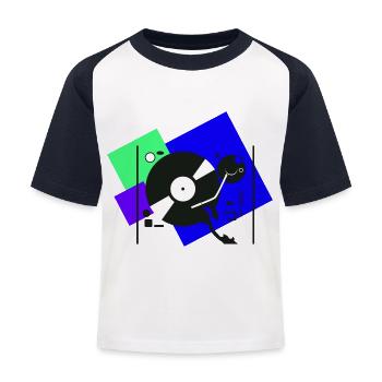 colorful turntables4 - Kids' Baseball T-Shirt - white/navy - Front