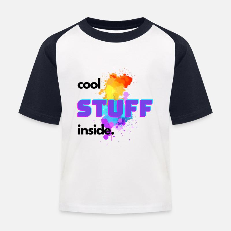 Cool stuff inside - Kinder Baseball T-Shirt - Weiß/Navy