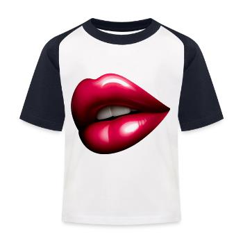 Jolie Bouche Rouge - Rote Lippen - Kinder Baseball T-Shirt - Weiß/Navy - Vorne