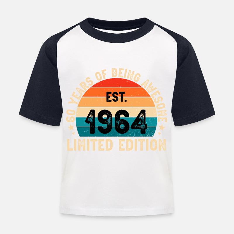 awesome since 1964 60 geb blablablaaa - Kinder Baseball T-Shirt - Weiß/Navy
