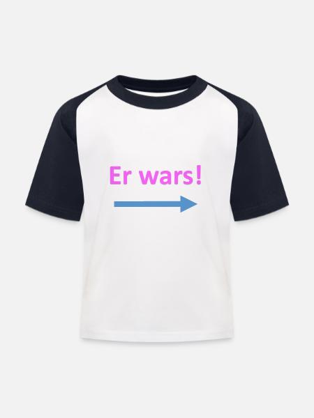 Er wars - Kinder Baseball T-Shirt - Weiß/Navy