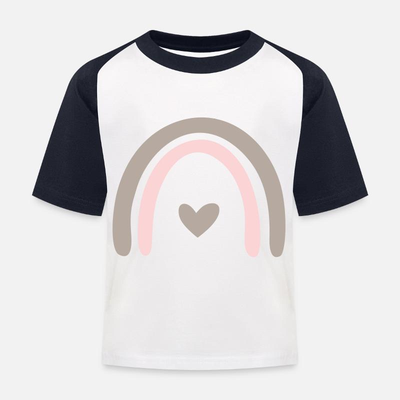 Regenbogen Herz - Kinder Baseball T-Shirt - Weiß/Navy
