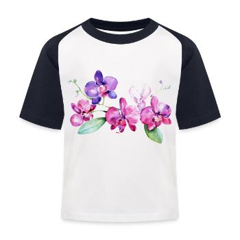 Wunderschöne Tropen Orchideen tropische Blumen - Kinder Baseball T-Shirt - Weiß/Navy - Vorne