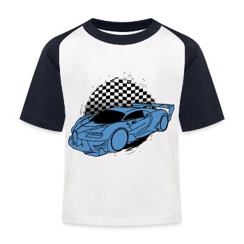Buga Sportwagen Raceflag - Kinder Baseball T-Shirt - Weiß/Navy - Vorne