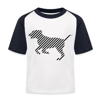 Chien Rayé noir - La touche d'originalité - T-shirt baseball Enfant - blanc/marine - Devant