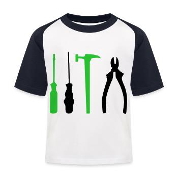 outil - T-shirt baseball Enfant - blanc/marine - Devant