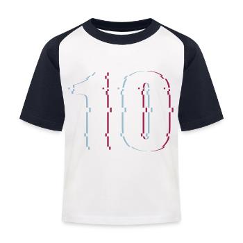 10 Zehn Zahl Effekt Verzerrt Nummer - Kinder Baseball T-Shirt - Weiß/Navy - Vorne