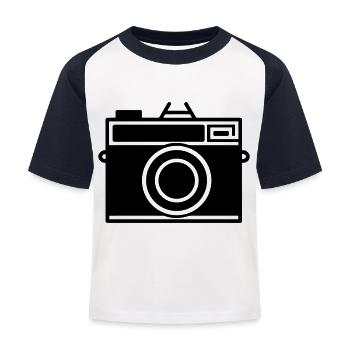 Kamera - Kinder Baseball T-Shirt - Weiß/Navy - Vorne