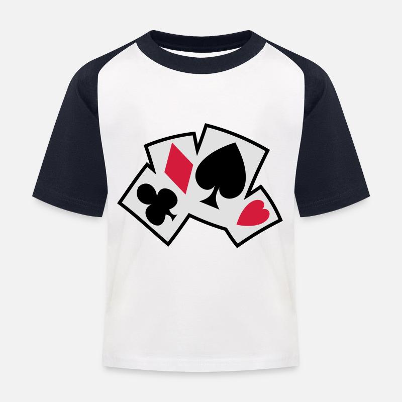 pokerkarten - Kinder Baseball T-Shirt - Weiß/Navy