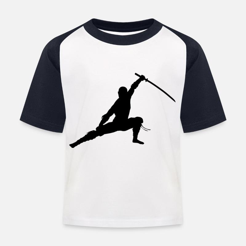 Ninja - T-shirt baseball Enfant - blanc/marine