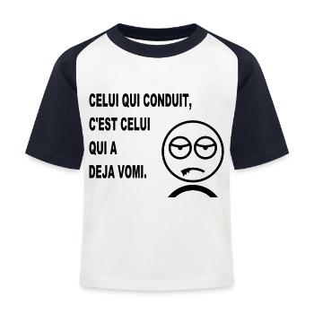 sam_deja_vomi_humour - T-shirt baseball Enfant - blanc/marine - Devant