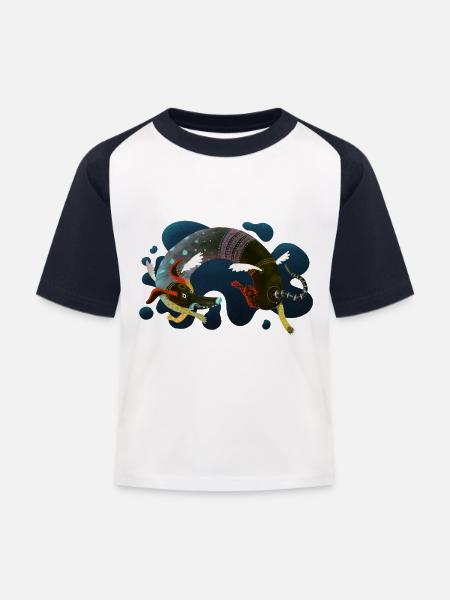 Doghygge - Kinder Baseball T-Shirt - Weiß/Navy