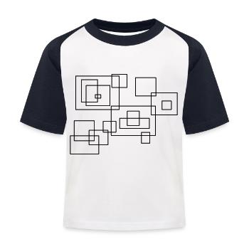 Rechtecke - Kinder Baseball T-Shirt - Weiß/Navy - Vorne