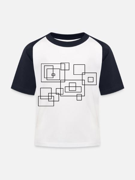 Rechtecke - Kinder Baseball T-Shirt - Weiß/Navy