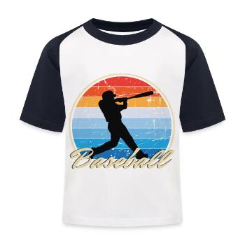 Joueur de baseball De baseball Vintage Retro Cadeau - T-shirt baseball Enfant - blanc/marine - Devant