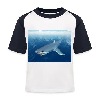 Great White Shark - Kids' Baseball T-Shirt - white/navy - Front