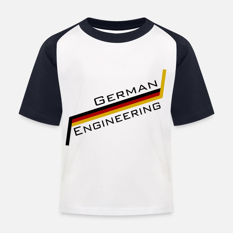 German Engineering - Kinder Baseball T-Shirt - Weiß/Navy