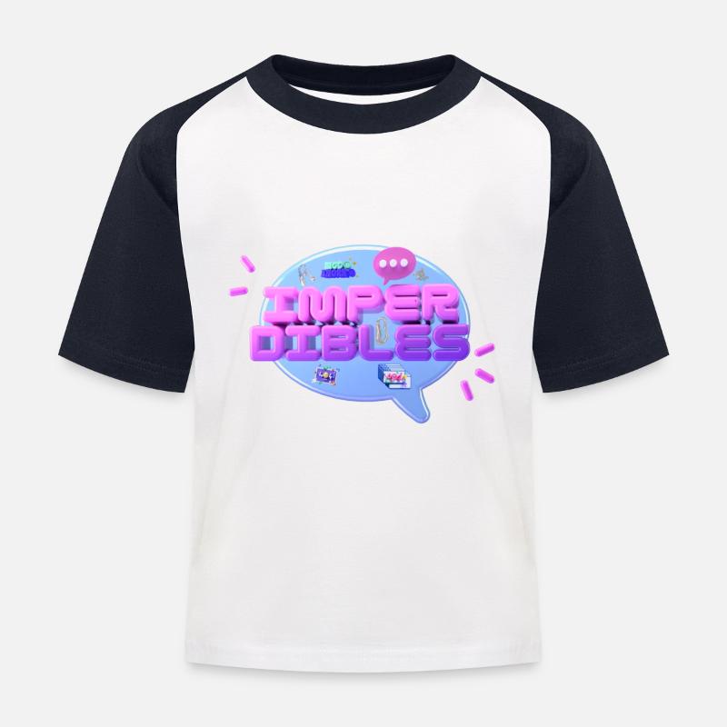 3D - Kinder Baseball T-Shirt - Weiß/Navy