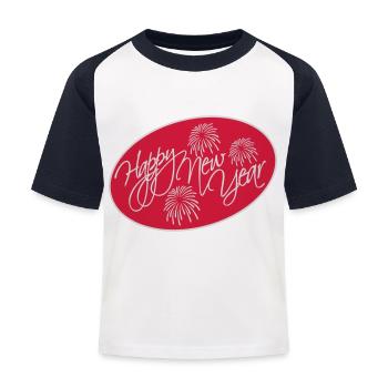 happy new year Zitat - Kinder Baseball T-Shirt - Weiß/Navy - Vorne