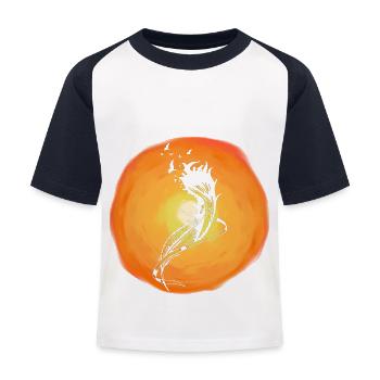 Sonnenschein Wildvögel Vogelschwarm Vögel Sonne - Kinder Baseball T-Shirt - Weiß/Navy - Vorne