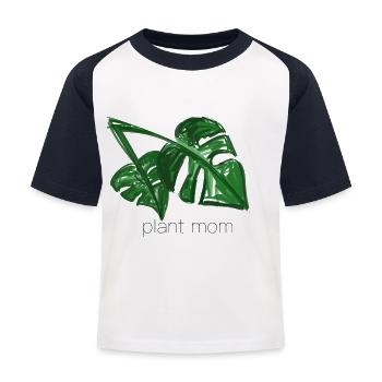 plant mom Pflanzen muddi - Kinder Baseball T-Shirt - Weiß/Navy - Vorne