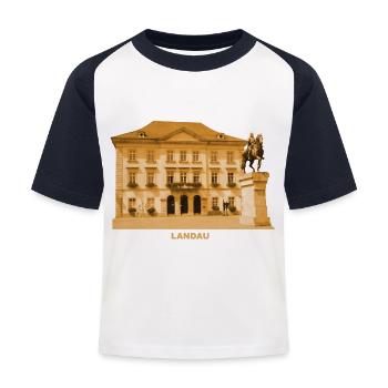 Landau, Palatinat, Mairie, Neckar, Rhénanie-Palatinat - T-shirt baseball Enfant - blanc/marine - Devant