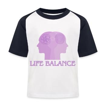 Life balance - Kids' Baseball T-Shirt - white/navy - Front