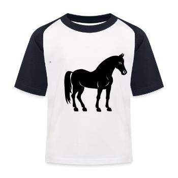 Pferd - Kinder Baseball T-Shirt - Weiß/Navy - Vorne