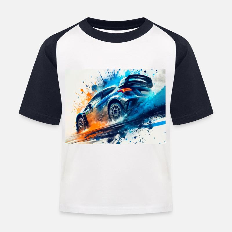 Course de voitures de rallye - T-shirt baseball Enfant - blanc/marine