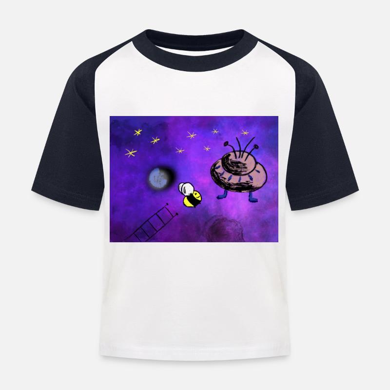 Hummel im All - Kinder Baseball T-Shirt - Weiß/Navy
