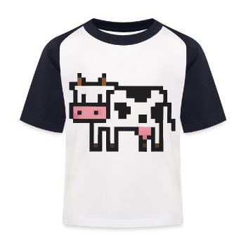 Kuh Pixel - T-shirt baseball Enfant - blanc/marine - Devant